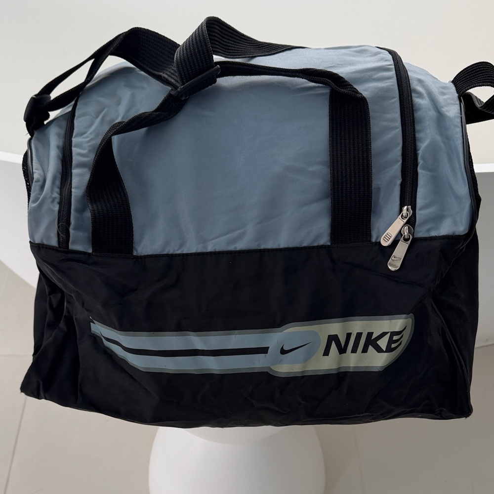 Nike Men's Black and Light Blue Duffel Bag